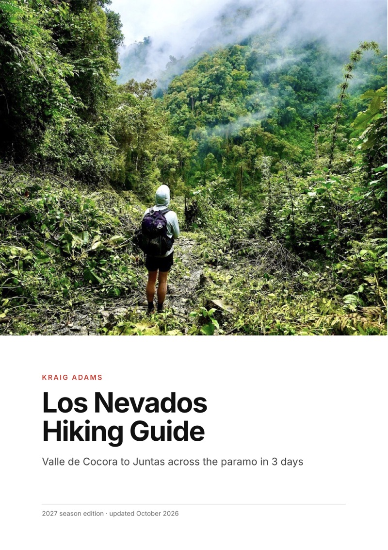 The cover of the Los Nevados Hiking Guide