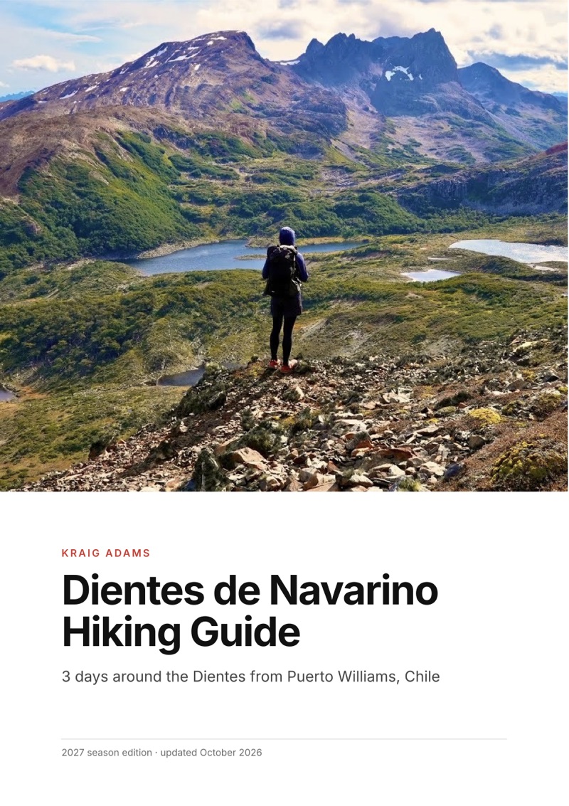The cover of the Dientes de Navarino Hiking Guide