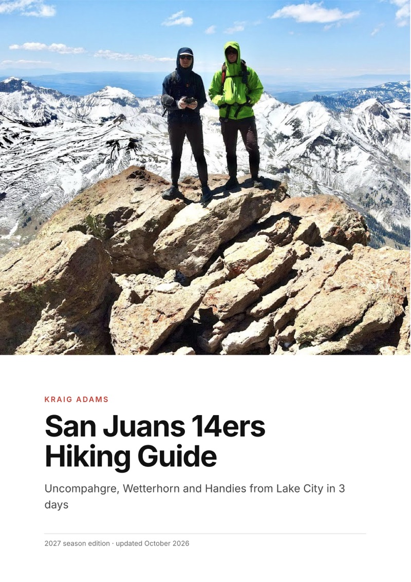 The cover of the San Juans 14ers Hiking Guide