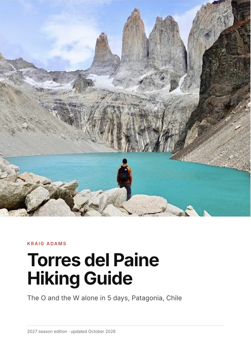 The cover of the Torres del Paine Hiking Guide