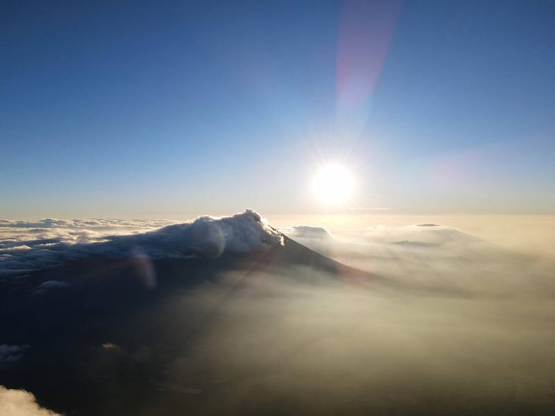 Sunrise above the clouds from the base camp, the morning of Day 2.