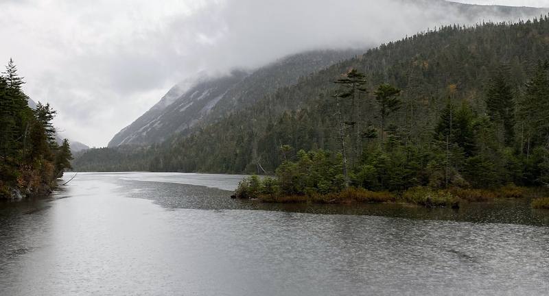 Lake Colden in the rain, the morning of Day 2.
