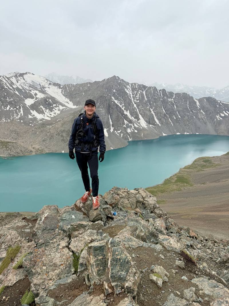 Me at the top of the Ala-Kul pass on the last morning, June 13, 2025.