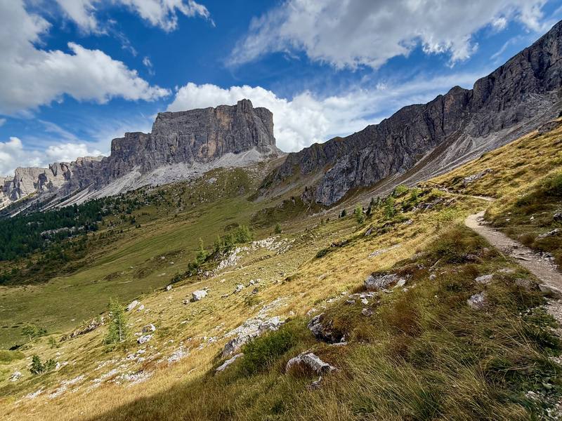 The empty trail south of Passo Giau on Day 3.