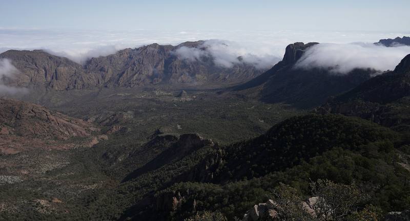 Clouds over the Chisos from Emory Peak, Day 1 at mile 5.3.