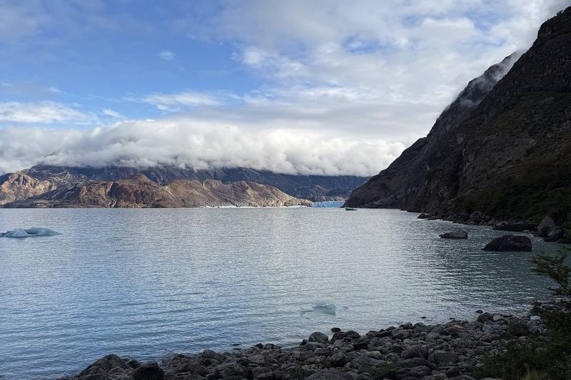 The Lago Viedma shore at Bahía de los Témpanos, the end of Day 1.