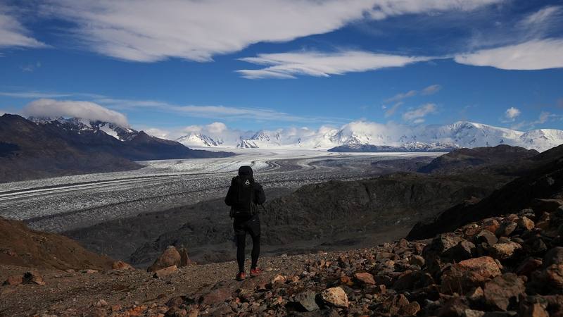 Me above the Glaciar Viedma, just past Paso Huemul, Day 2.