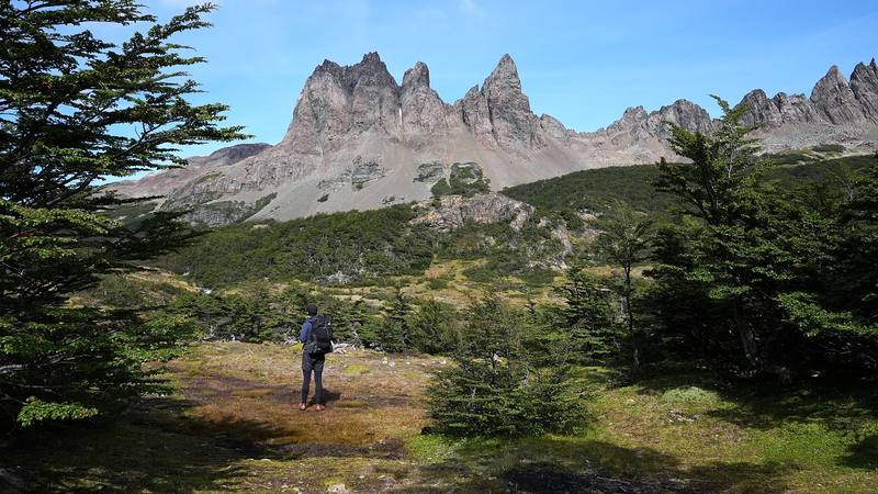 The Dientes above the forest near the camps at mile 5, Day 2.