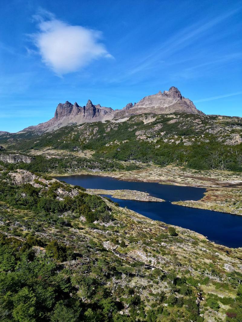 The Dientes over the lakes below Paso Virginia, from my drone, Day 2.