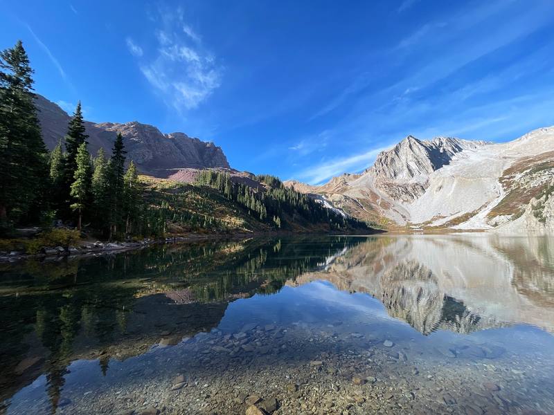 Snowmass Lake from its east shore, the morning of Day 2.