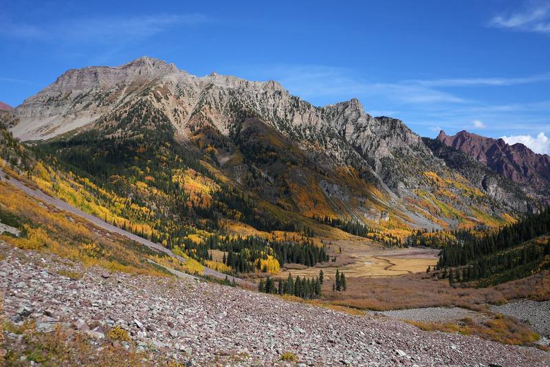 Aspens and peaks above the West Maroon Creek valley, Day 3.