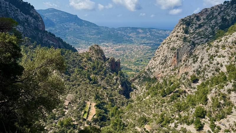 Looking back down the Barranc de Biniaraix toward Sóller.