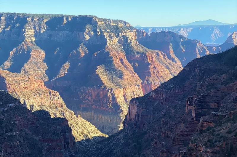 The view from the Coconino Overlook near the top of the North Kaibab Trail, late on Day 2.