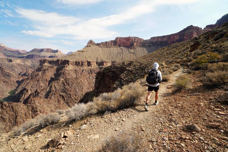 Me on the Tonto Trail along the rim of the inner gorge, Day 1 mile 11.8.