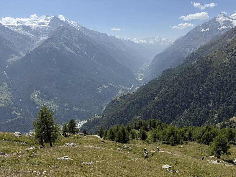 Looking down the Mattertal on the way to Jungen, Day 9.