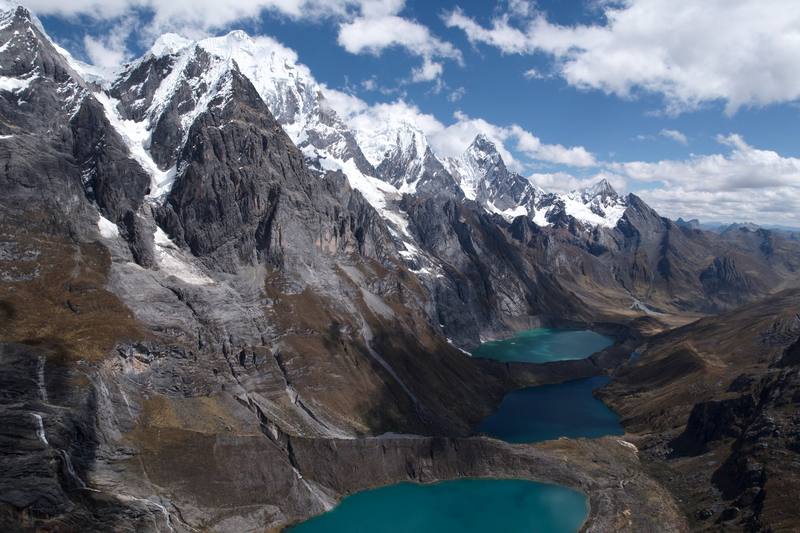 The three lakes below Siula Grande on Day 4.