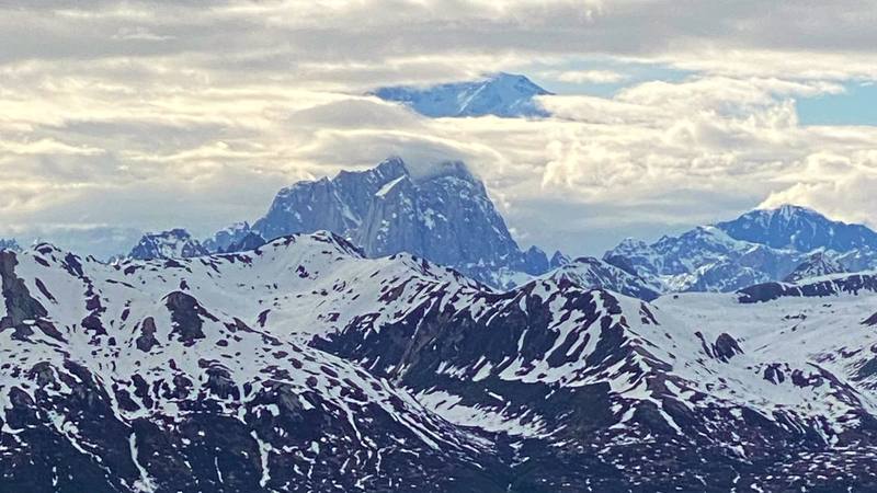 Denali through a gap in the clouds, from Kesugi Ridge, Day 2.