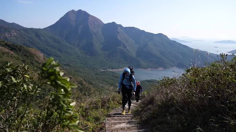 Lantau Peak and Shek Pik Reservoir from the ridge, Day 3.