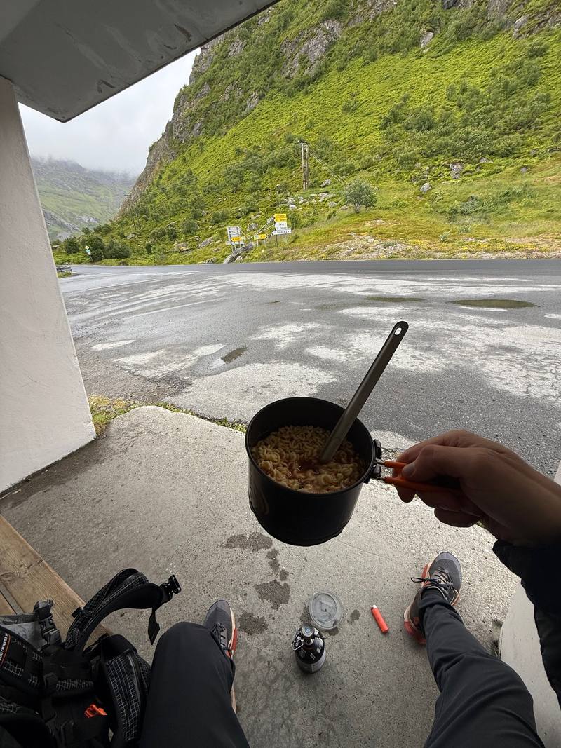 The view from the Fredvang kryss bus shelter, where Day 3 ends.