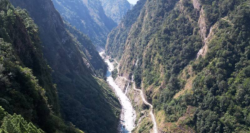 The Budhi Gandaki gorge near Dobhan on Day 1.