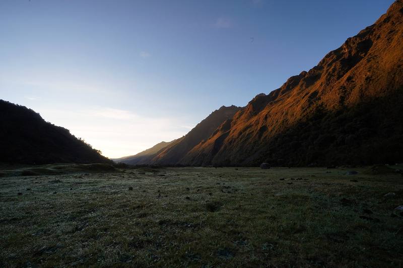 First light in the Huaripampa valley at my Day 1 camp, the next morning.