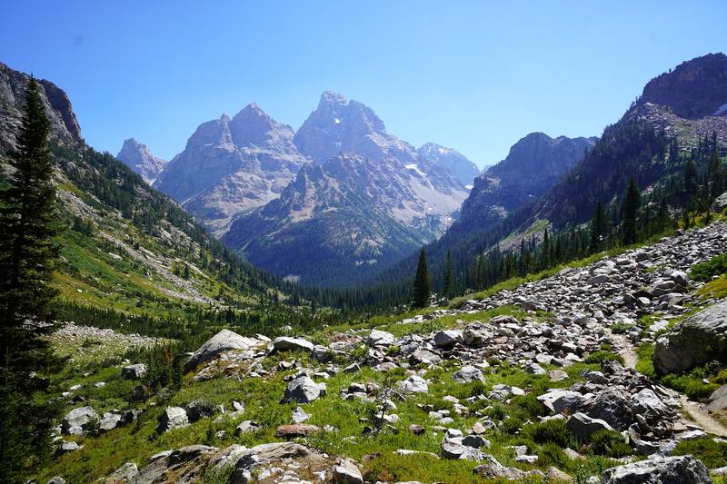 The Grand Teton from the North Fork of Cascade Canyon, Day 1.