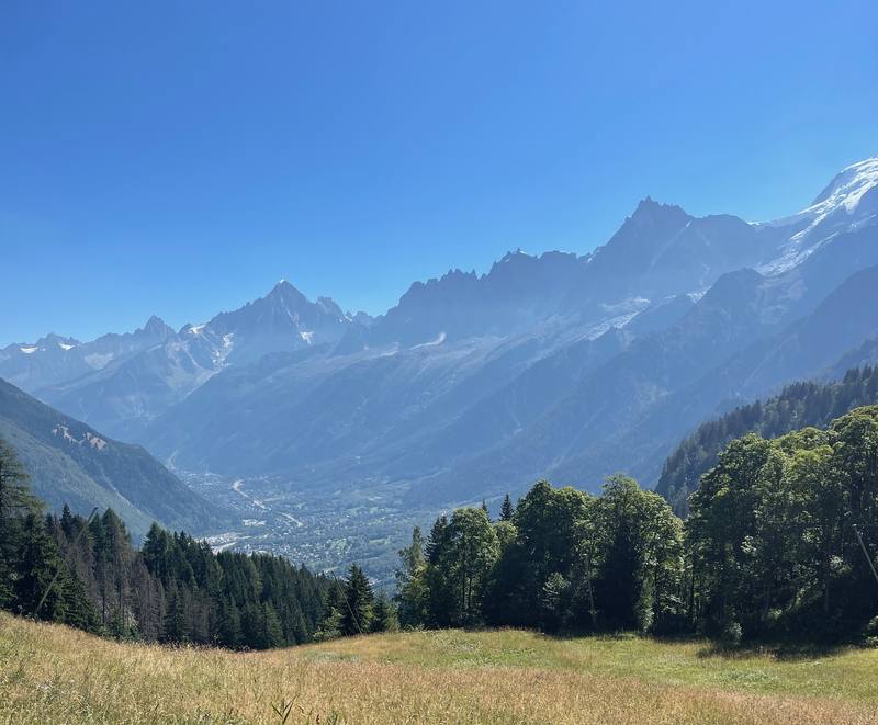 The Chamonix valley and the Aiguilles from near the Col de Voza, Day 1 (2022).