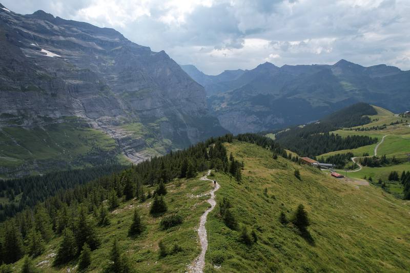 The path from Eigergletscher toward Wengernalp, with the Lauterbrunnen valley beyond, Day 3.