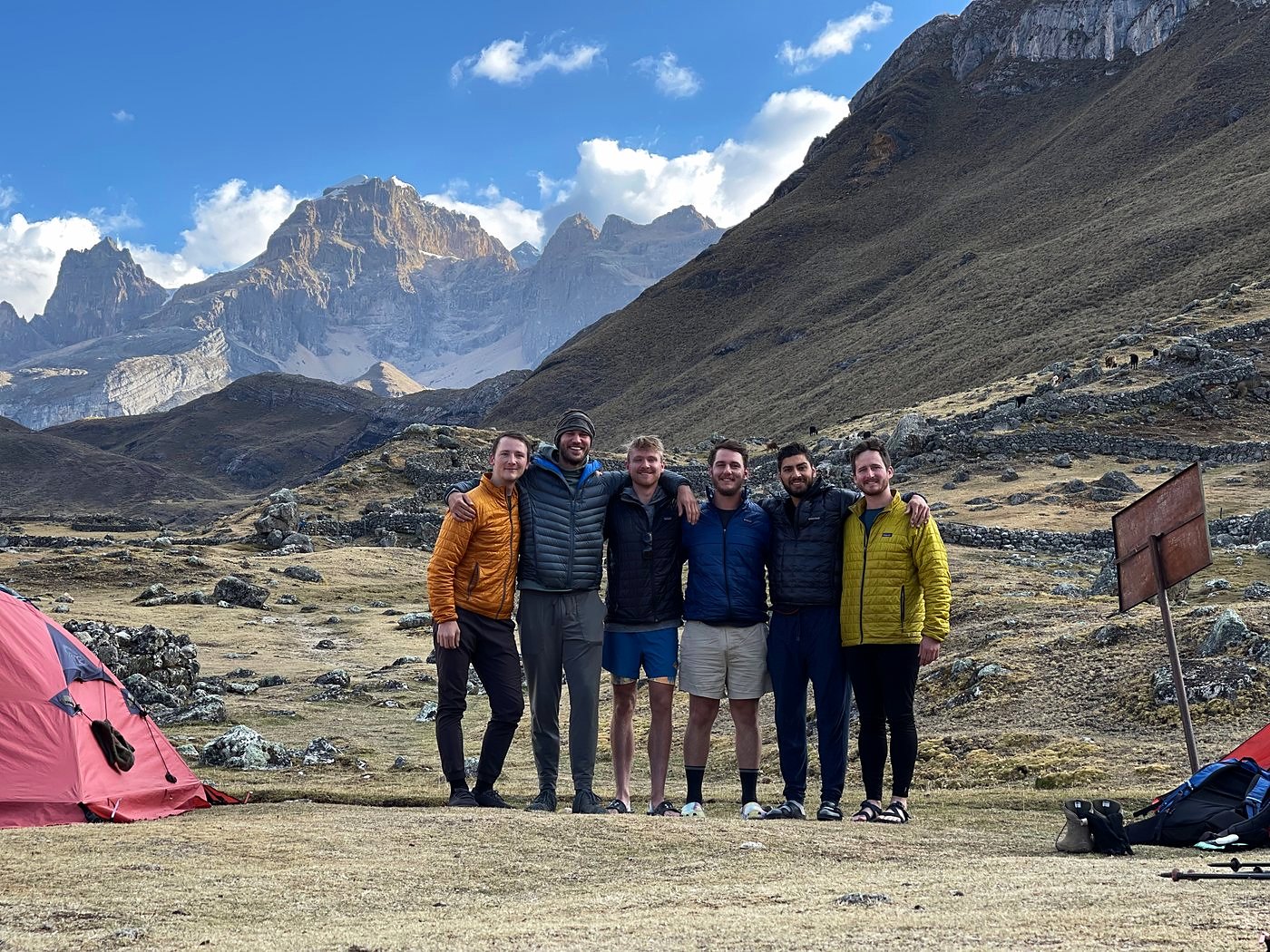 The group at camp in the Cordillera Huayhuash, 2022