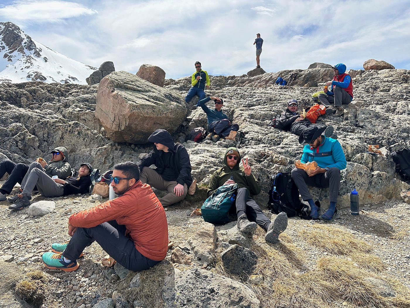 A rest on the climb to Laguna de los Tres in Patagonia, 2022